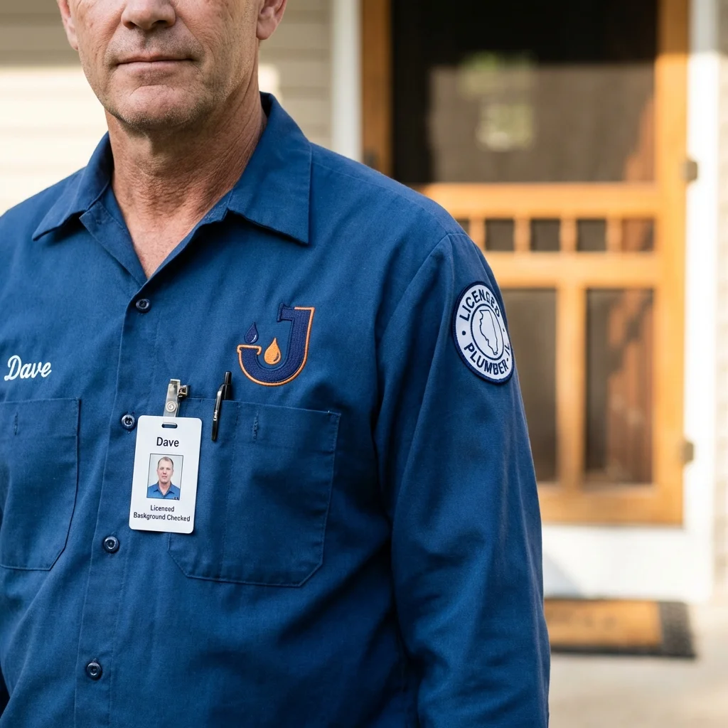 Licensed plumber showing ID badge in Moonachie, NJ