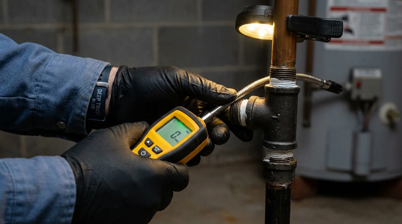 Gas leak detection with electronic sniffer by Johns Plumbing LLC in Moonachie